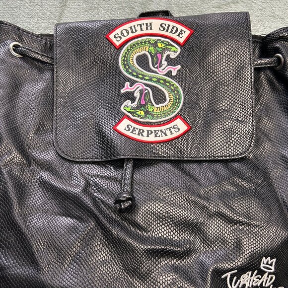 Hot Topic Riverdale Southside Serpents Jughead Black Backpack Snake School Bag - Picture 2 of 8
